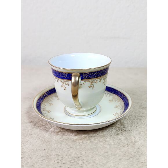 Regal China Tea Cup & Saucer Blue Gold Trim 40's Porcelain Occupied Japan Vtg - Picture 4 of 15
